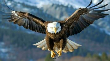 Aigle librement en volant en dessous de le lumière du soleil et bleu ciel. prédateur oiseau chasse dans safari est Afrique concept par ai généré photo