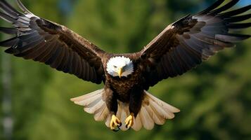 Aigle librement en volant en dessous de le lumière du soleil et bleu ciel. prédateur oiseau chasse dans safari est Afrique concept par ai généré photo