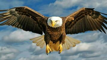 Aigle librement en volant en dessous de le lumière du soleil et bleu ciel. prédateur oiseau chasse dans safari est Afrique concept par ai généré photo