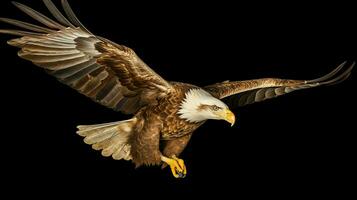 Aigle librement en volant en dessous de le lumière du soleil et bleu ciel. prédateur oiseau chasse dans safari est Afrique concept par ai généré photo