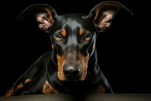 portrait de un mal chien de le doberman race. ai généré photo