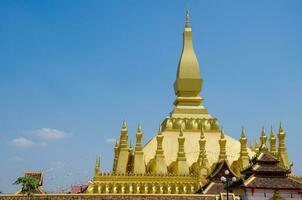 pha cette Luang ou génial stupa le point de repère de vientiane ville de Laos photo