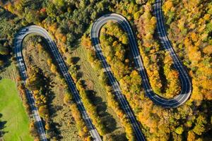 l'automne enroulement route dans le forêt photo