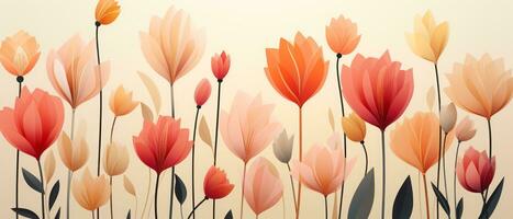 floral Contexte avec tulipes. numérique illustration pour votre conception. ai généré. photo