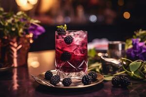 sanglant Marie cocktail dans verre, fumée à venir en haut. ai généré photo