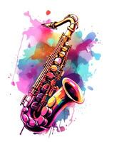 aquarelle saxophone illustration coloré vecteur blanc Contexte photo