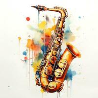 aquarelle saxophone illustration coloré vecteur blanc Contexte photo