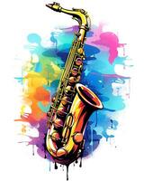 aquarelle saxophone illustration coloré vecteur blanc Contexte photo