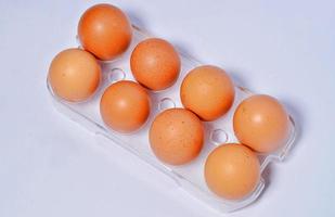 vue de dessus plusieurs œufs dans un conteneur photo