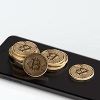 Concept de bitcoin de rendu 3D. nouvel argent virtuel. crypto-monnaie