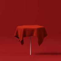 Objet de rideau de velours rouge rendu 3D, podium photo