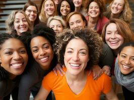 photographier de femmes qui ascenseur habiliter se ai génératif photo