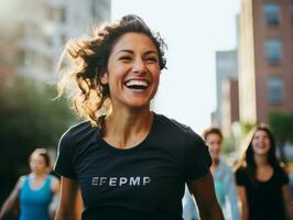 photographier de femmes qui ascenseur habiliter se ai génératif photo