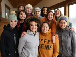 photographier de femmes qui ascenseur habiliter se ai génératif photo