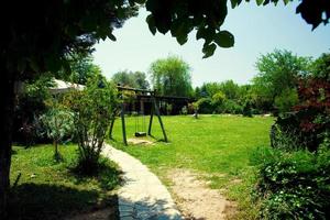 balançoire d'enfance sur l'herbe dans la nature photo