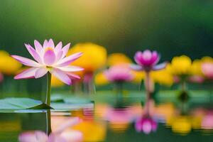 rose lotus fleur dans le l'eau. généré par ai photo