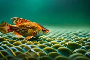 poisson rouge dans le aquarium. généré par ai photo