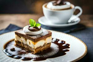 le meilleur dessert dans le monde est une Chocolat gâteau. généré par ai photo