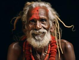 vieux coloré photo de une Indien homme de le de bonne heure années 1900 ai génératif