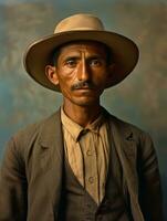 vieux coloré photo de une mexicain homme de le de bonne heure années 1900 ai génératif