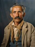 vieux coloré photo de une mexicain homme de le de bonne heure années 1900 ai génératif