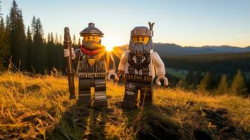 le épique quête de lego aventuriers ai génératif photo