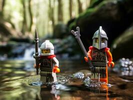 le épique quête de lego aventuriers ai génératif photo