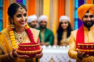 Indien mariage la cérémonie dans Dubai. généré par ai photo