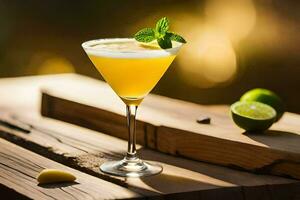 une cocktail avec une citron vert et menthe garnir. généré par ai photo