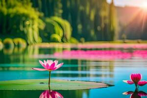 lotus fleur dans le l'eau. généré par ai photo