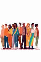 vibrant illustration de diverse lgbtq personnes en portant mains et formant une Humain chaîne, symbolisant unité et soutien. génératif ai photo