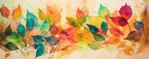 abstrait l'automne couleurs fleur Prairie sur aquarelle papier Contexte. floral bannière concept. génératif ai. photo