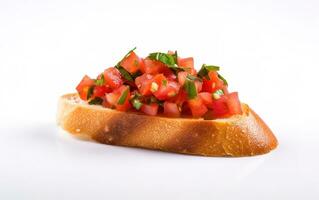 Bruschetta avec olive pétrole ,tomate et basilic. génératif ai photo