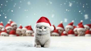 mignonne chat portant Père Noël claus costume dans Noël fête .joyeux Noël concept.créé avec génératif ai La technologie photo