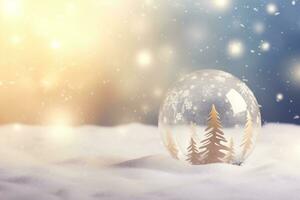 Noël babiole verre Balle sur neige.joyeux Noël et content Nouveau année concept. photo
