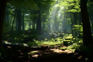 vue de le dense de forêt ai génératif photo