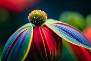 une proche en haut de une coloré fleur. généré par ai photo