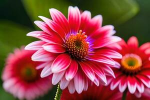 rouge et rose fleurs sont montré dans une jardin. généré par ai photo