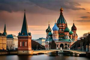 le cathédrale de st basilic dans Moscou, Russie. généré par ai photo