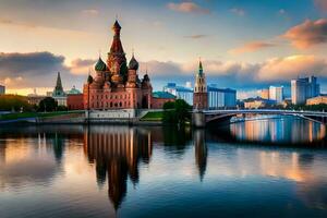 Moscou, Russie, kremlin, kremlin pont, kremlin, kremlin pont. généré par ai photo