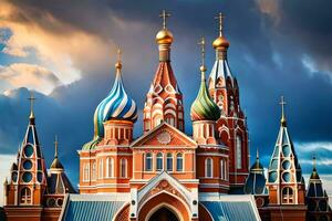 le cathédrale de le rouge traverser dans Moscou, Russie. généré par ai photo