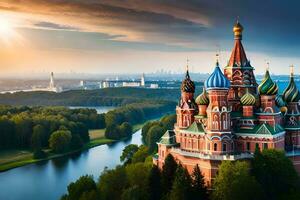 le rouge carré dans Moscou, Russie. généré par ai photo