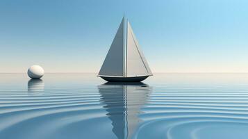 une majestueux voilier flotteurs à travers le océan, ses blanc voiles flottant dans le vent comme ailes, une rappel de le beauté de la nature et le joies de transport sur le ouvert eau, ai génératif photo