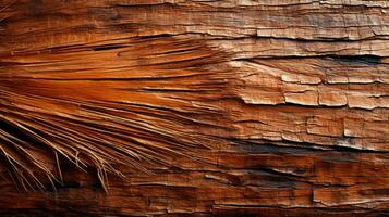 une chaud, terreux en bois surface entouré par le paisible en plein air invite les spectateurs à viens plus proche et explorer ses unique texture, ai génératif photo