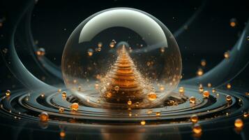 une chatoyant verre sphère rayonne une fascinant lumière, le spirale structure dans captivant le téléspectateur avec ses complexe et mystérieux beauté, ai génératif photo