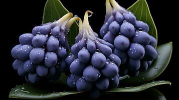 une proche en haut de une violet cristal sur une Roche ai génératif photo