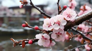 une rose fleur avec l'eau gouttelettes sur il ai génératif photo