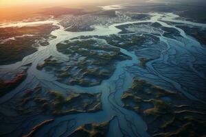 rivière delta réunion le mer et environnement surveillance. génératif ai photo