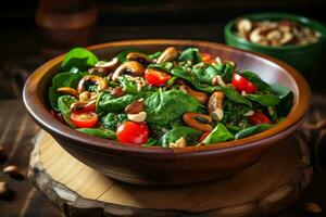 anacardier et épinard salade. génératif ai photo