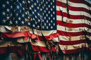 drapeau sur mur de souvenir. génératif ai photo